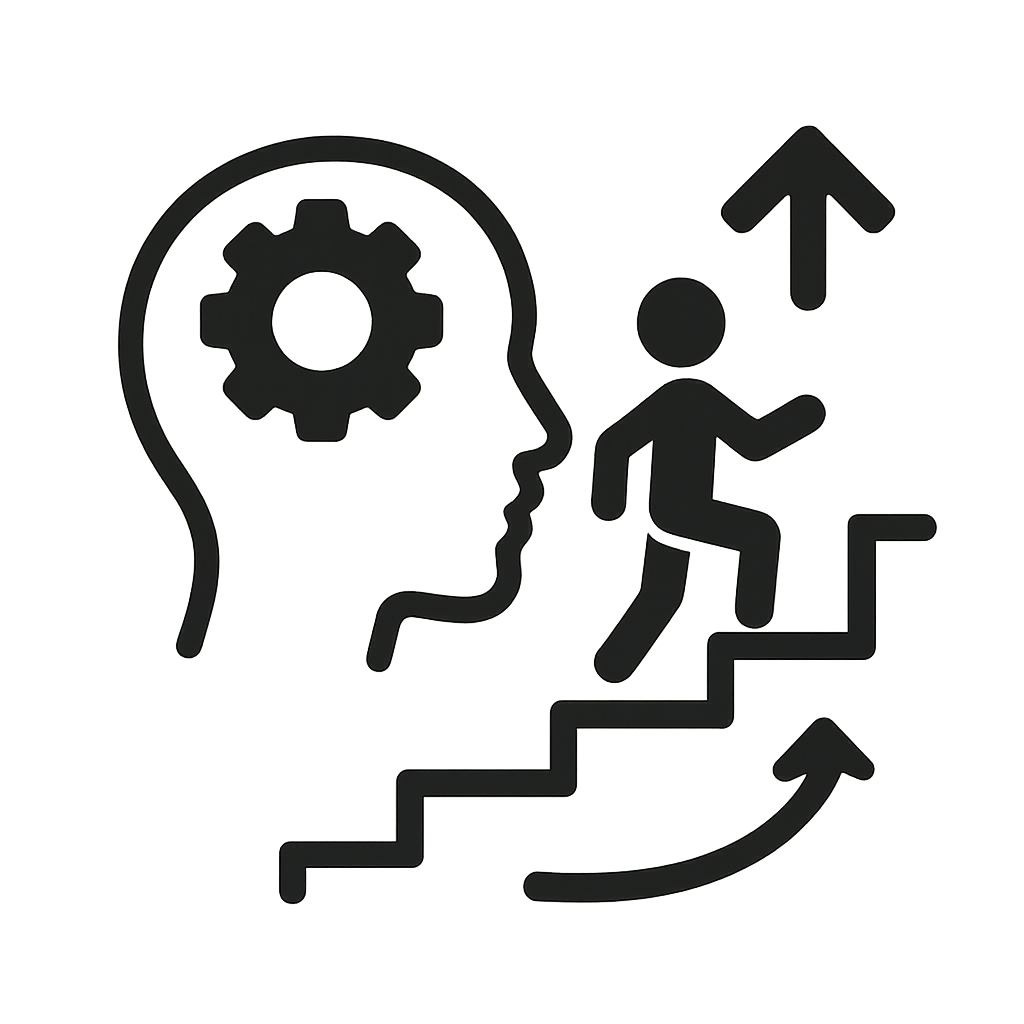 I need a small icon that represents growth mind set without words simple design  over coming challenges as it relates to employee wellness